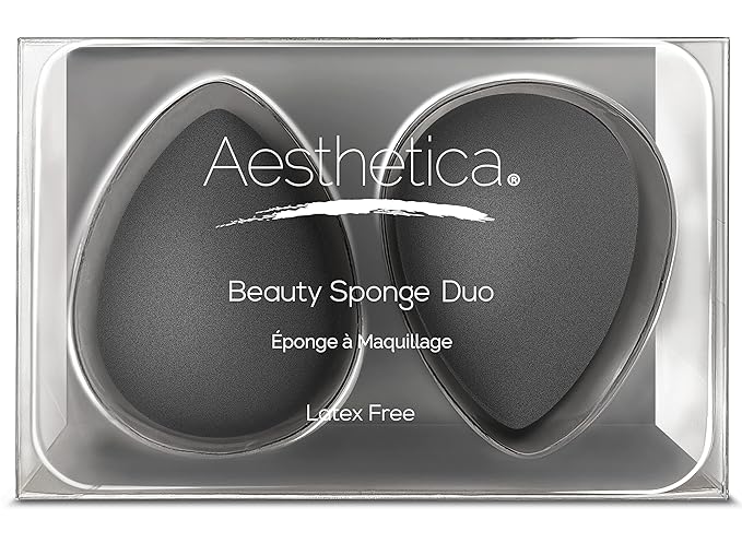 Aesthetica Cosmetics Beauty Sponge Blender - Latex Free and Vegan Makeup Sponge Blender - For Powder, Cream or Liquid Application (2 PACK)