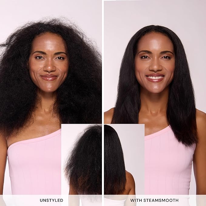 L'ANGE HAIR SteamSmooth Steam Smoothing Comb | Coconut Oil–Infused Steam Brush for Sleek, Shiny Results | Negative Ion Frizz Control | Hydrates & Straightens Hair | (Blush)