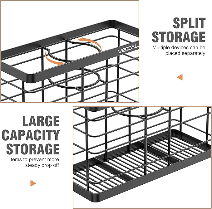 Hair Dryer Holder - Hair Tool Organizer Wall Mount/Adhesive Blow Dryer Holder/Curling iron holder Cabinet Door Bathroom Organizer for Hair Dryer, Curling Wands, Hair Straighteners Black