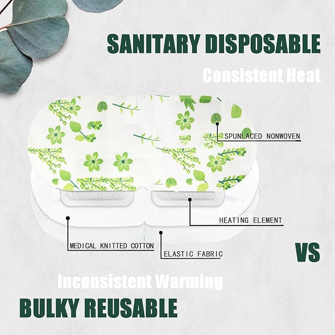 Heated Eye Mask, 13 Packs Disposable Steam Eye Masks for Dry Eyes & Puffy Eyes Relief, Self-Heating Warm Compress for Night Use, Airplane Travel, Eye Strain and Sinus Pressure, Spa at Home