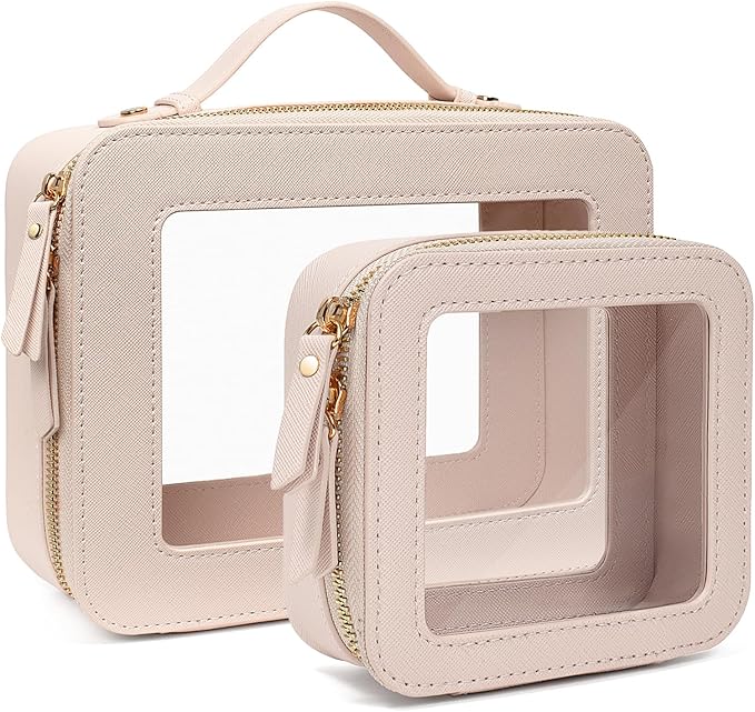 Travel Clear Makeup Bag Set, TSA Approved Cosmetic Bag Case with Zipper Portable Makeup Pouch Toiletry Bag Traveling Cosmetic Organizer Storage Bag Car Organizer Car Essentials