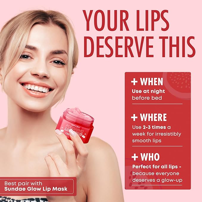 Lip Scrub with Cherry Mint – Gentle Exfoliation, Deep Hydration & Lip Repair – Softens & Revitalizes Dry Cracked Lips – Dermatologist Tested, Korean Skin Care – Clean Beauty – 1 Pack