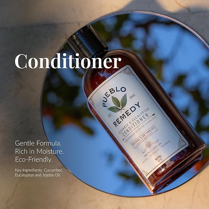 Pueblo Remedy Conditioner, Cucumber & Eucalyptus – Softening & Nourishing Hair Detangler, Vegan & Cruelty-Free, 16.9 Oz
