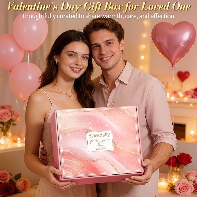 Birthday Gifts for Women, Self Care Get Well Soon Gift Baskets for Women, Rose Relaxing Spa Gifts Care Package with Blanket, Unique Valentines Day Gift Ideas for Her Wife Girlfriend Mom Friend Sister