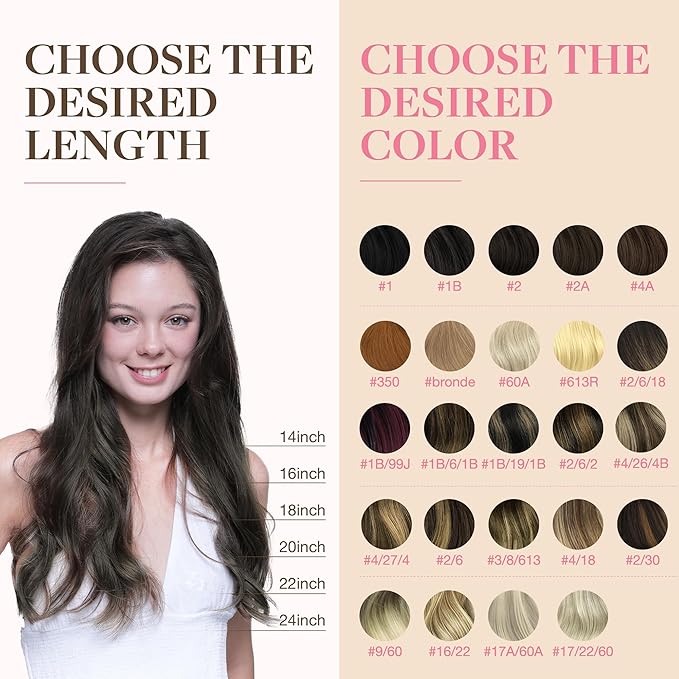 GOO GOO Tape in Hair Extensions Human Hair, 1C Mocha Brown, 18inch 50g 20pcs, Skin Weft Seamless Invisible, Silky Straight with Thick Ends, Remy Human Hair