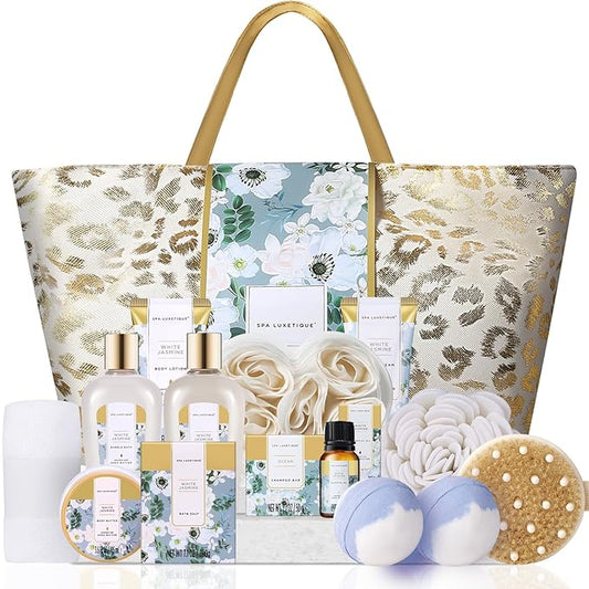 spa luxetique Spa Gift Baskets for Women - Valentine Gifts for Women,15pcs Luxury Relaxing Spa Kit with Bath Bombs, Birthday Mother‘s Day Gifts Body and Bath Set
