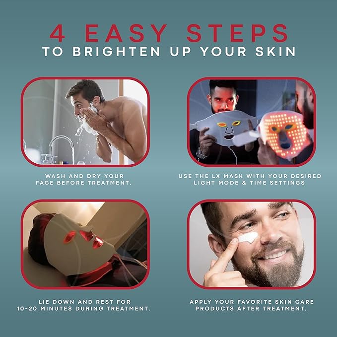 E49B LED Light Therapy Mask for Face & Neck – FSA Eligible Acne Treatment- 7-Color LED Face Mask with 209 Lights (630nm & 470nm) – Rechargeable Silicone LED Red Light Therapy Device