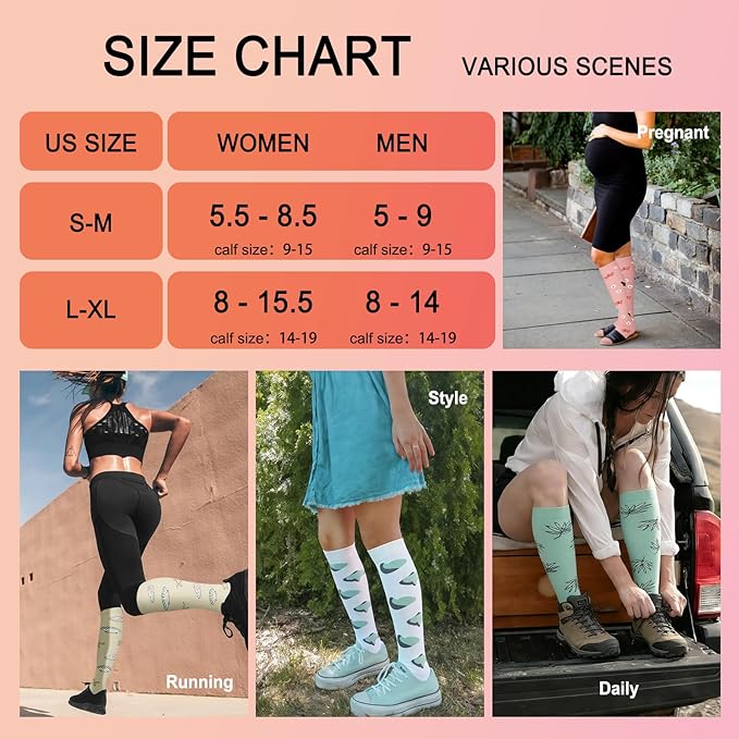 Iseasoo 4 Pairs Compression Socks for Women Circulation-Best Support for Nurses,Running,Athletic,Travel