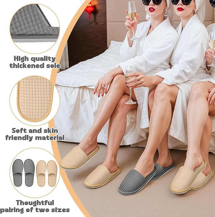 12-20 Pairs Disposable Slippers for Guest, Non Slip Disposable Slippers for Women and Men, Breathable House Slippers Indoor Outdoor for Hotel Essentials Shoeless Home Spa Travel