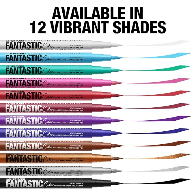LANGMANNI 12 Colors Matte Liquid Eyeliner Set, Neon Colorful Pigmented With Long-lasting, Smudgeproof & Waterproof Eye Liner Makeup for Bold & Stunning Looks - Gift for Girls