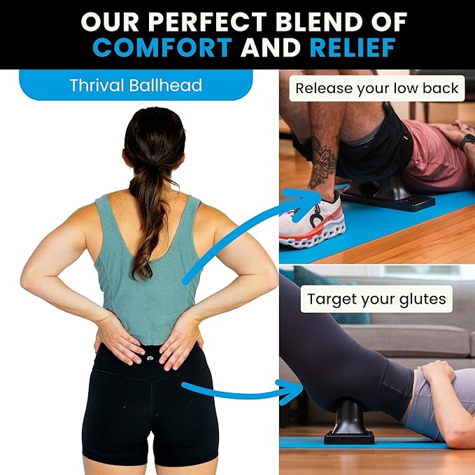 Thrival Ballhead - Fully Adjustable Psoas Muscle Release Tool for Hip Flexor, Back, Glute, Iliacus, and Neck Pain - Lower Back Pain Relief, Trigger Point and Myofascial Release Tool - Carbon Black