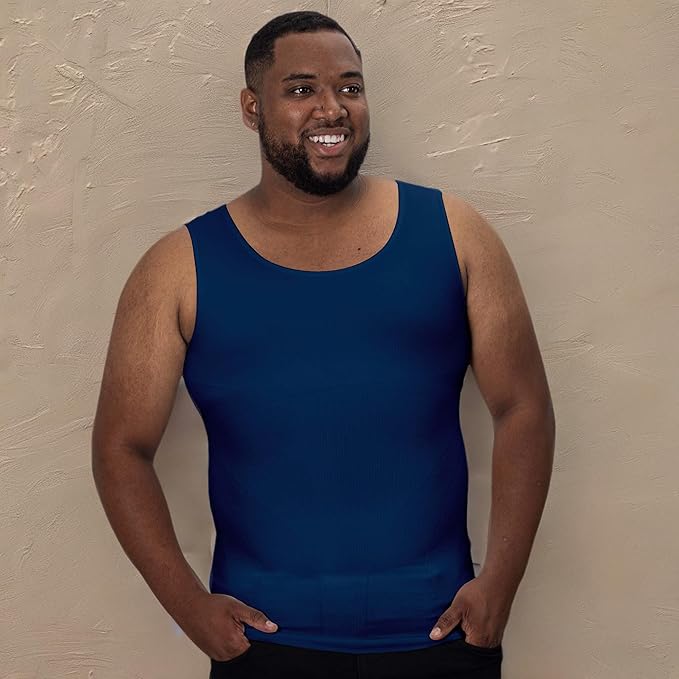 QORE LOGIQ Gynecomastia Compression Shirts for Men - Sleeveless Slimming Undershirts Tummy Control and Body Shaper Tank Top