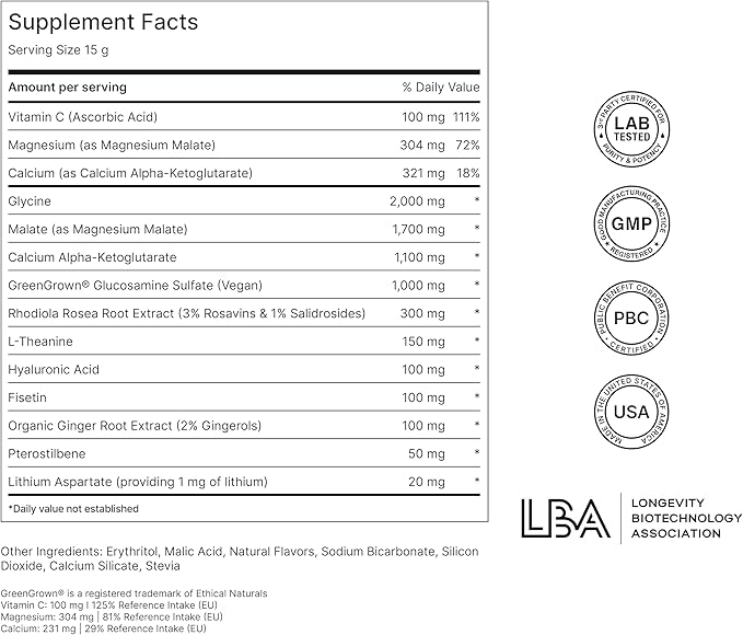 NOVOS Core Longevity Mix, Anti-Aging Supplement, Drink Powder Packet Orange Flavor - Skin Support, Energy, Mood, Sleep and Cognition Support - 30 Servings