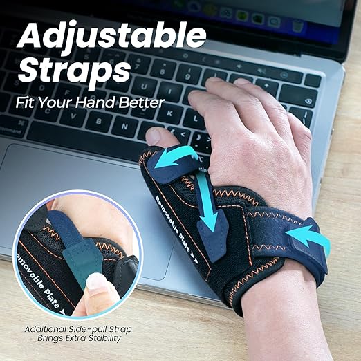 New Upgraded 2 in 1 Thumb Brace, Removable Thumb Spica Splint Left Right Hand with 3 Level Stability, Reversible Thumb Support for CMC, De Quervain’s Tendonitis, Trigger Thumb (S/M, Black)