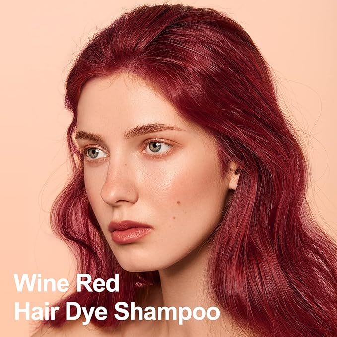 Agthyuve Wine Red Hair Dye Shampoo, Easy To Use, Semi-Permanent Color Shampoo - Lasts 30 Days, 16.9 FL Oz