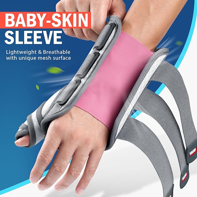 FEATOL 2 Pack Wrist Brace with Thumb Spica Splint for De Quervain's Tenosynovitis, Carpal Tunnel, Tendonitis, Arthritis-Thumb Brace for Pain Relief-Left & Right-S/M-White Pink