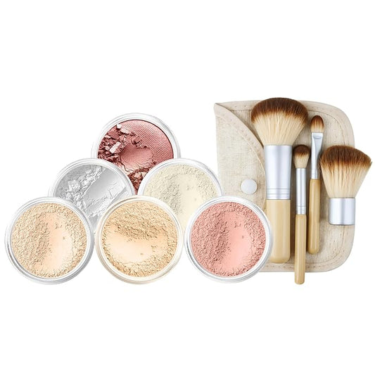 EVERYDAY KIT (FAIR 1) Full Size Mineral Makeup Set Matte Foundation Bare Face Sheer Powder Cover
