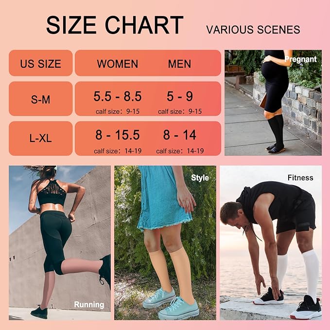 Iseasoo 4 Pairs Compression Socks for Women Circulation-Best Support for Nurses,Running,Athletic,Travel