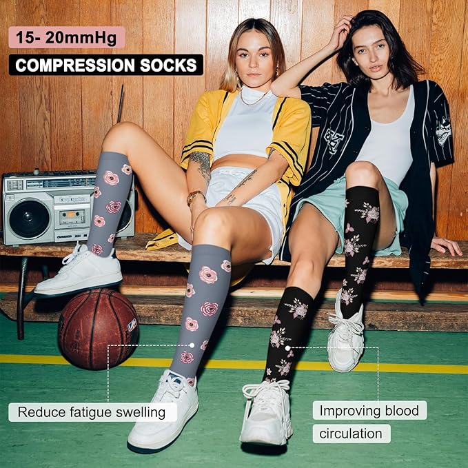 Iseasoo 4 Pairs Compression Socks for Women Circulation-Best Support for Nurses,Running,Athletic,Travel