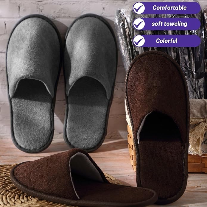 Geyoga 12 Pair Disposable Slippers for Guests Non Slip Disposable House Slippers Washable Reusable for Spa Travel Hotel Indoor Shoeless Home Bride Bathroom