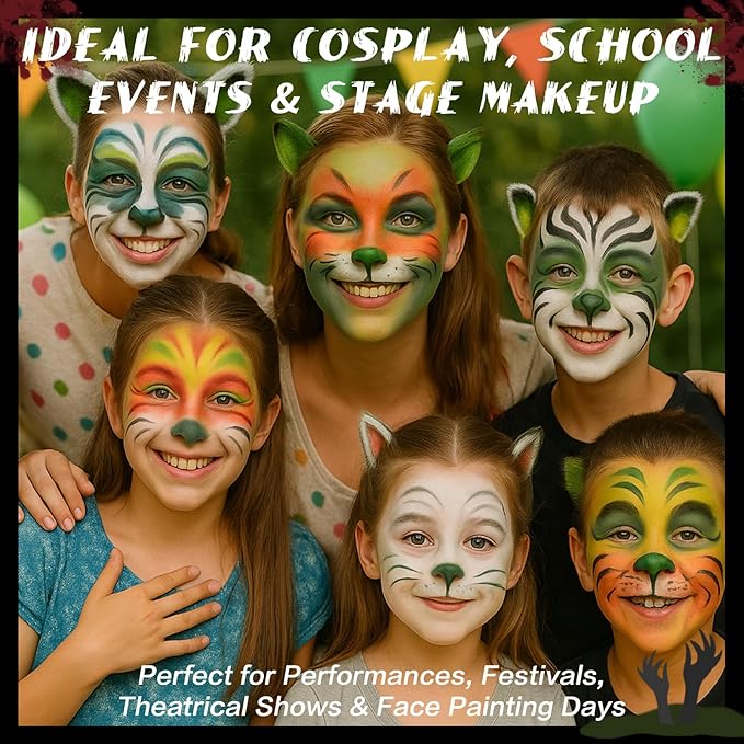 BOBISUKA Green Face & Body Paint Stick Water-Based Washable Face Paint Makeup Stick for Halloween Zombie, Witch, Hulk, Goblin, Hunting, Camo, Cosplay, SFX, Sports Eye Black & Costume Party