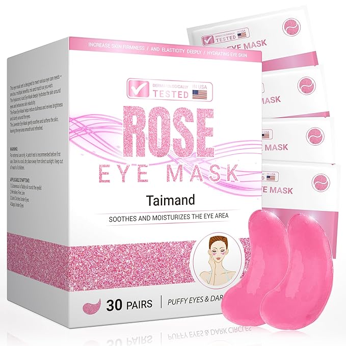 Under Eye Patches (30 Pairs), Under Eye Mask for Puffy Eyes and Dark Circles, Eye Masks with Collagen, Relieves Pressure and Reduces Wrinkles, Revitalises and Refreshes Your Skin, Rose