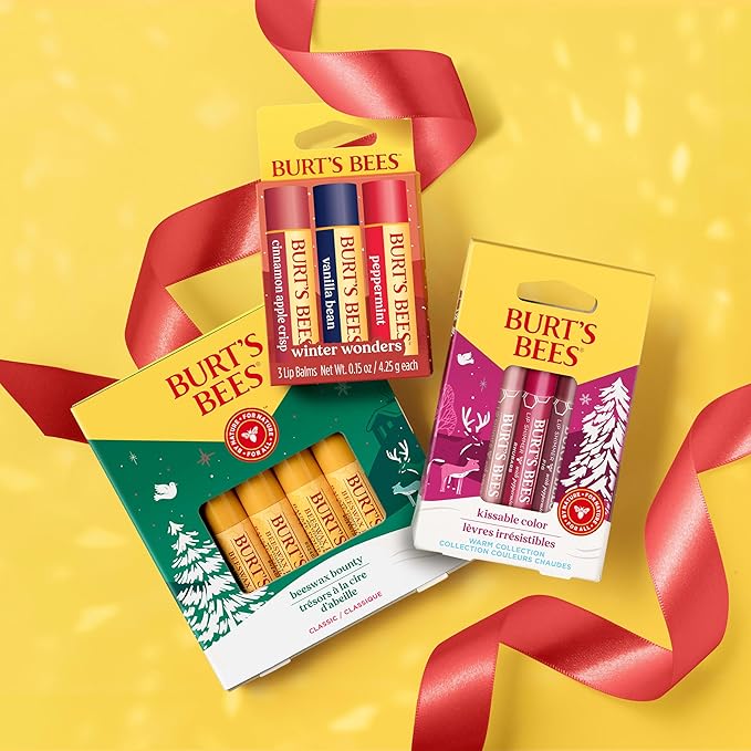 Burt's Bees Lip Shimmer Gift Set, Kissable Color, Warm Collection, 3-Pack, 0.09 oz.