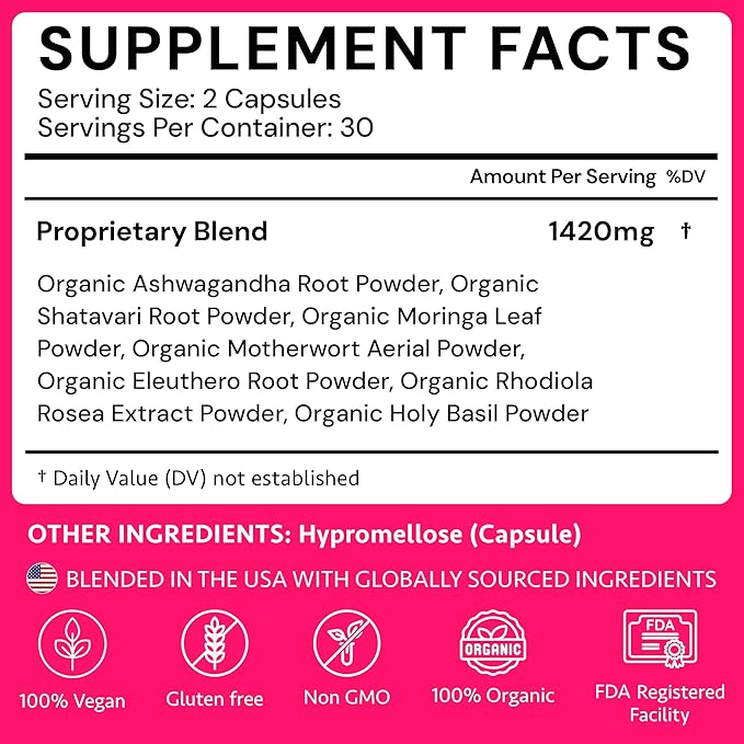 Ayurvedic Hormone Balance for Women | Mood, Energy, & Sleep Support | Cortisol Manager | Regulates Estrogen | Stress Relief | Ashwagandha, Rhodiola, & Shatavari | Made in USA | 60 Ct. - OSH Wellness