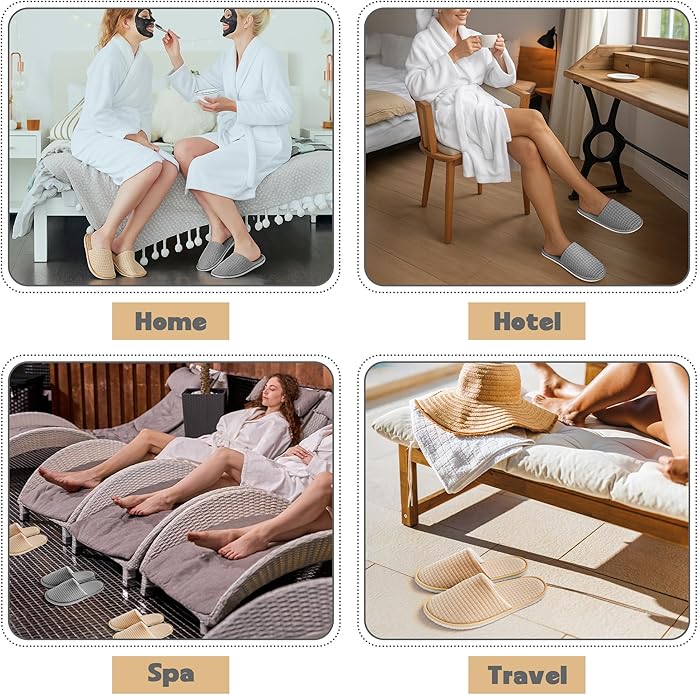 12-20 Pairs Disposable Slippers for Guest, Non Slip Disposable Slippers for Women and Men, Breathable House Slippers Indoor Outdoor for Hotel Essentials Shoeless Home Spa Travel