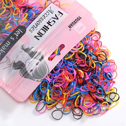 Youxuan Kids Elastics No Damage Colored Hair Bands Fashion Girls Hair Ties 1000 Count Small Size