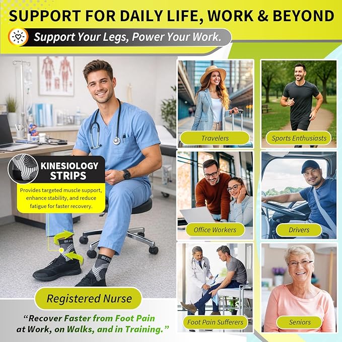 BLITZU Compression Socks for Plantar Fasciitis, Achilles Tendonitis, Arthritis Relief, Ankle Brace Compression Sleeve with Foot Arch Support, Ankle Wrap for Women, Men, Swelling & Heel Pain Nude L-XL