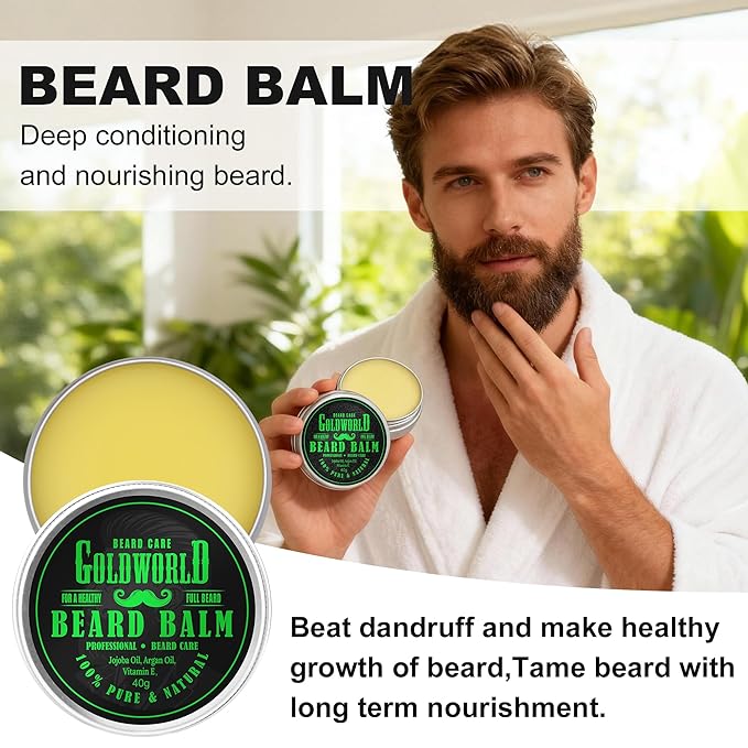 Beard Kit Beard Grooming Kit w/Beard Oil Balm Brush Comb Scissor e-Book Christmas Stocking Stuffers Gifts Ideas for Men Him Dad Boyfriend Husband Mens