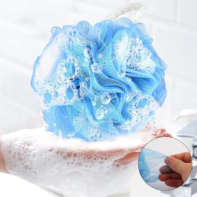 Chuya Large Bath Sponges Loofahs 70g,4 Pack Shower Sponge Exfoliating Cleaning Bath Loofa Body Scrubber Balls for Women Men Washing