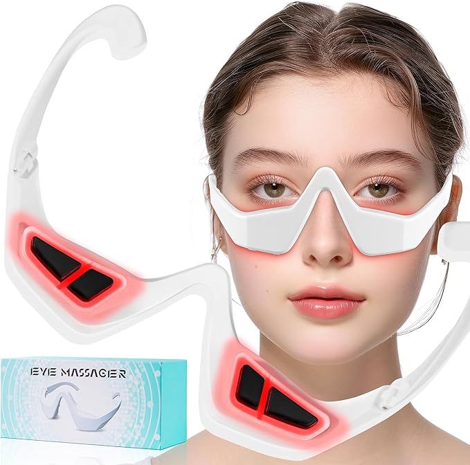 Under Eye Red Light Therapy Glasses, Red Light Therapy Device Microcurrent Eye Massager, Botanique Paris Eyes Bag Remover for Reduce Dark Circles and Wrinkles (White)