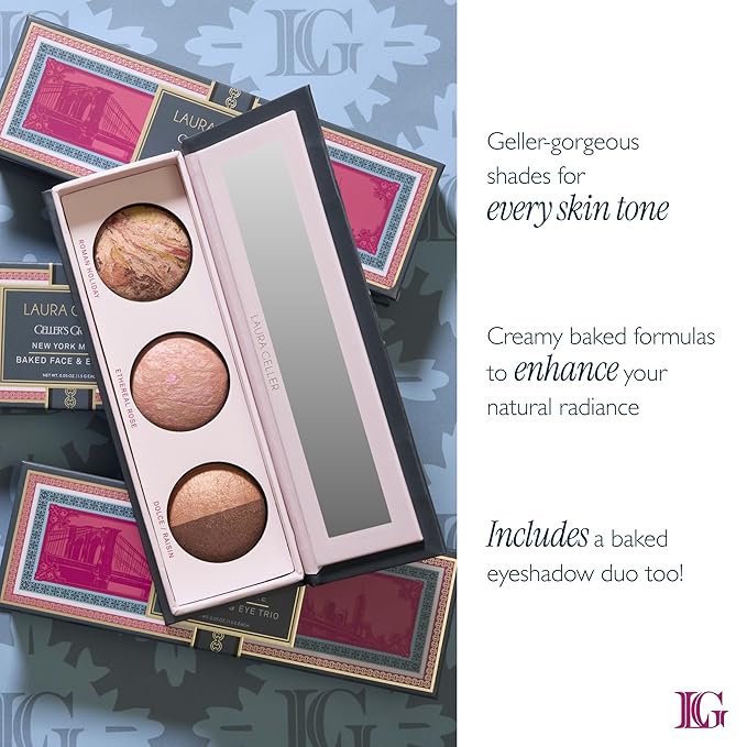 LAURA GELLER NEW YORK Gellers Greatest Kit - Baked Face & Eye Palette New York Minute + 4-in-1 Travel Makeup Brush