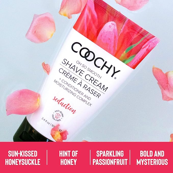 Coochy Shave Cream - Moisturizing Shave Lotion - Gentle Intimate Shaving Cream - For Bikini Area, Underarms, Legs & More - Rash-Free, Hydrating Formula - Seduction - 7.2 oz