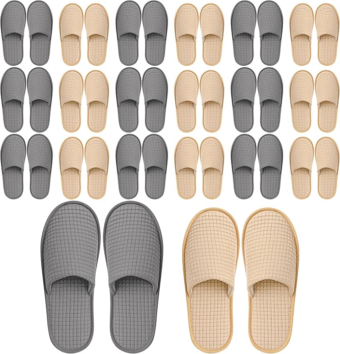 12-20 Pairs Disposable Slippers for Guest, Non Slip Disposable Slippers for Women and Men, Breathable House Slippers Indoor Outdoor for Hotel Essentials Shoeless Home Spa Travel