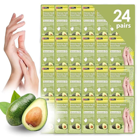 Innerest 24 Pairs Original Derma Beauty Hand Mask Bulk, Moisturizing Hand Gloves for Dry Hands, Nail Care Essential (Avocado)