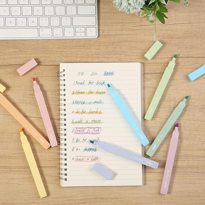 Mr. Pen- Aesthetic Highlighters, 8 pcs, Chisel Tip, Pastel Colors, Cute Highlighters Assorted Colors