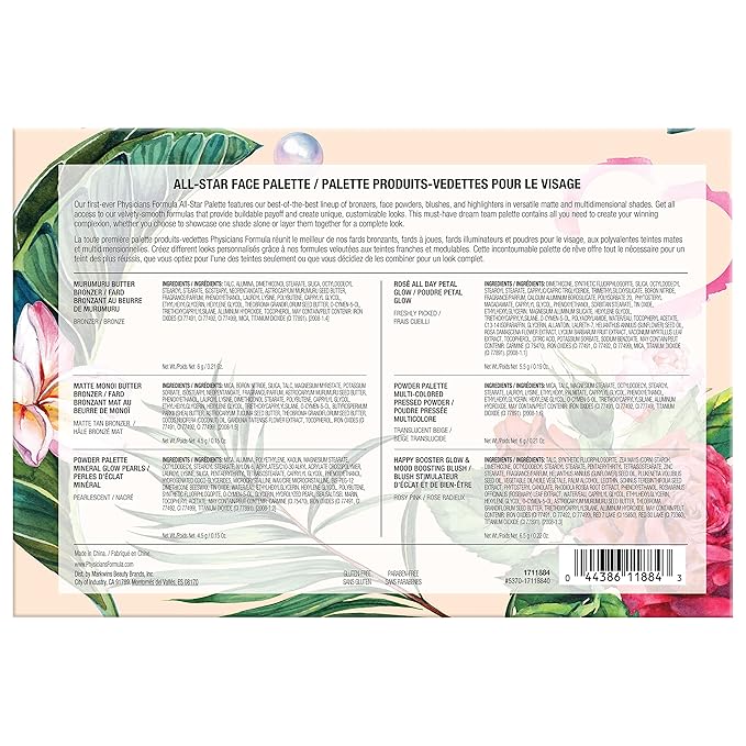 Physicians Formula All-Star Face Palette, Velvety-Smooth Buildable & Blendable Formulas,Versatile Matte and Multidimensional Shades, Cruelty-Free & Vegan - Natural