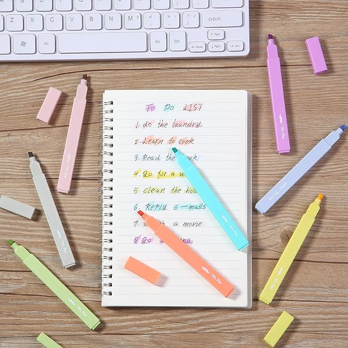 Mr. Pen- Aesthetic Highlighters, 8 Pack, Chisel Tip, Retro Colors, Cute Highlighters Assorted Colors, Cute Markers