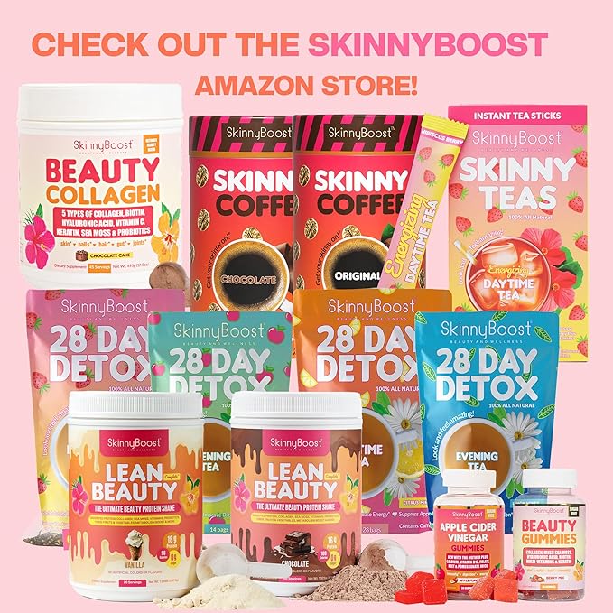 Skinny Boost Detox Tea Kit-Slimming Tea for Weight, Metabolism, Energy, Bloating & Colon Cleanse – Green Tea, Herbal, Vegan, Keto, Non-GMO, Sugar-Free-2 PACK –1 Daytime (28 Bags) + 1 Evening -(14 Bags)