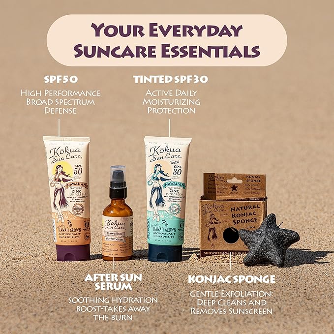 Kokua Sun Care Hawaiian Sunscreen Reef Safe SPF 50 | 3 oz | Zinc Oxide | Mineral Sunscreen | Face & Body | Moisturizing Sun Protection | Water Resistant | Chemical Free | Natural Ingredients