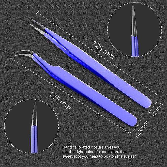 SIVOTE Eyelash Extension Tweezers for Classic & Volume Lashes, 2-Pack, Purple