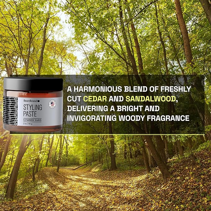 Beardbrand Beard Styling Paste - Medium Hold and Natural Look Hair Paste for Men | Versatile Hair Styling Cream - Sandalwood & Cedar Scent - 56 grams