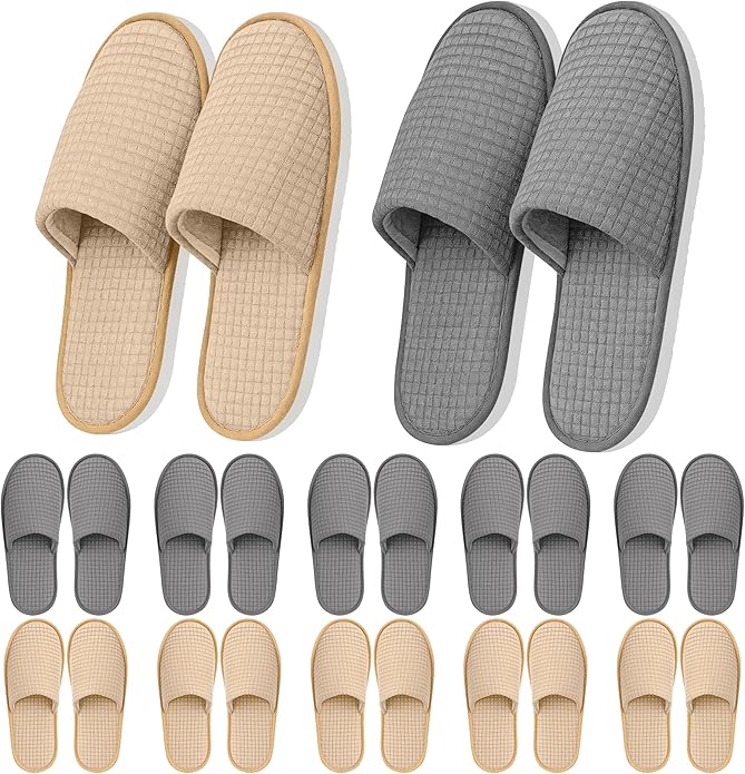 12-20 Pairs Disposable Slippers for Guest, Non Slip Disposable Slippers for Women and Men, Breathable House Slippers Indoor Outdoor for Hotel Essentials Shoeless Home Spa Travel