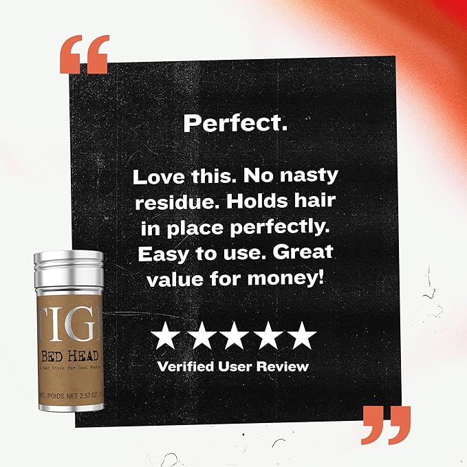 TIGI Bed Head Hair Wax Stick – Strong Hold with Triple Wax Formulation for Slick Back Hair Styling and Smoothing Flyaways, 2.57 oz