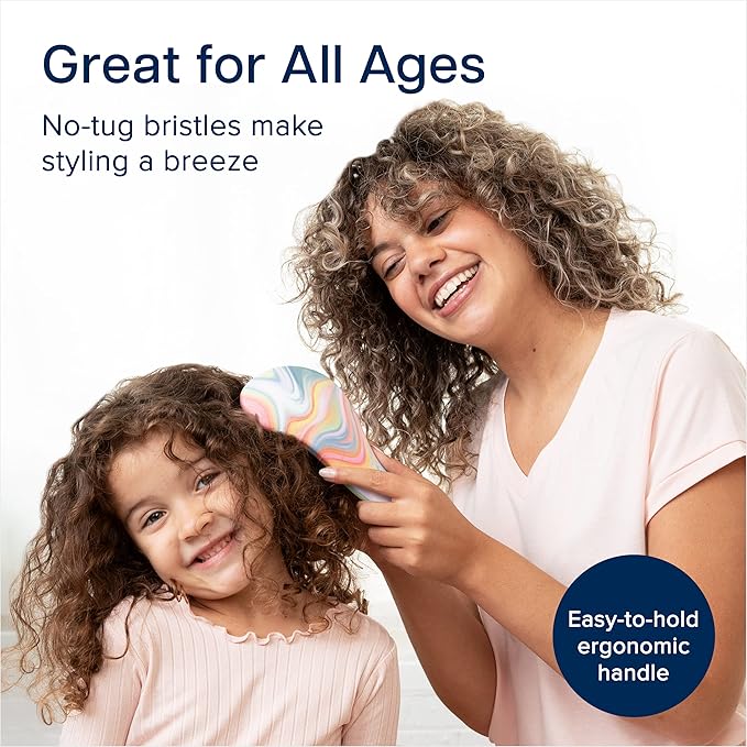 Crave Naturals Glide Thru Hair Brush - Detangler Brush for Curly, Straight, Wet or Dry Hair - Gentle Detangling Brushes for Adults, Kids, Toddlers - Hair Accessories for Women - 7.5x3" Soft Hazy Swirl