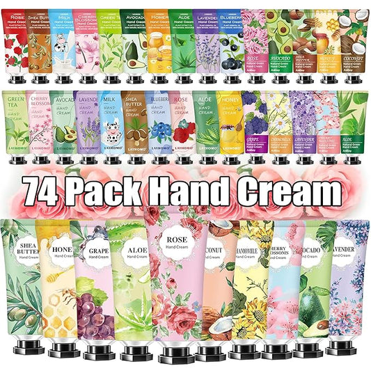 74 Pack Hand Cream Gift Set For Women and Girls,Valentines Day Gifts for Her,Him,Teacher Appreciation Gifts,Nurses Gifts,Natural Plant Hand Lotion For Dry Hands,Scented Mini Hand Lotion Travel Size