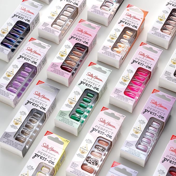 Sally Hansen Salon Effects Perfect Press-On Nails | Sq-oval Shape | Easy to Apply, Non-Damaging| 30 Nails, Nail Glue, Adhesive Tabs, File | In Amaze-Mint